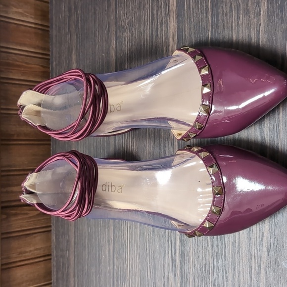 Diba Pippa Purple Faux Patent Leather Studded D'Orsay Flats Size 7.5 - Picture 3 of 6